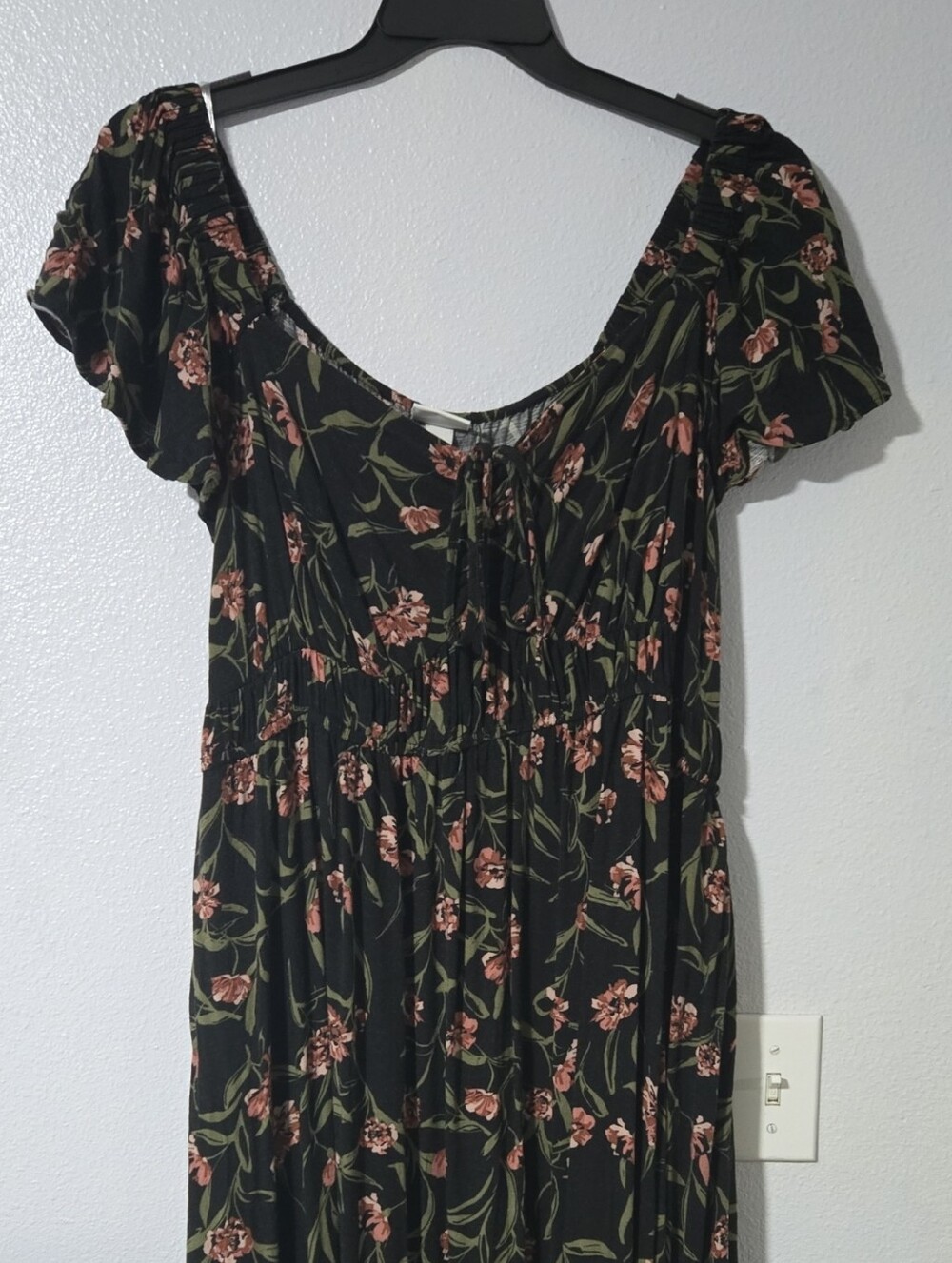 Ava & Viv Black Maxi Dress with Pink Floral Print